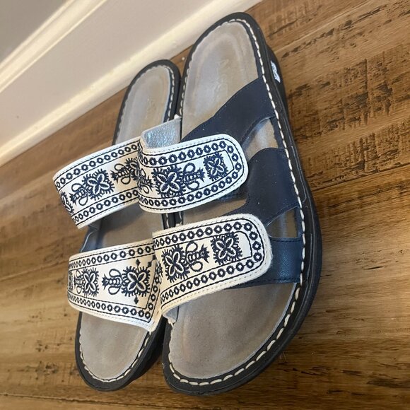 Alegria White and Blue Floral Sandals - Picture 3 of 4